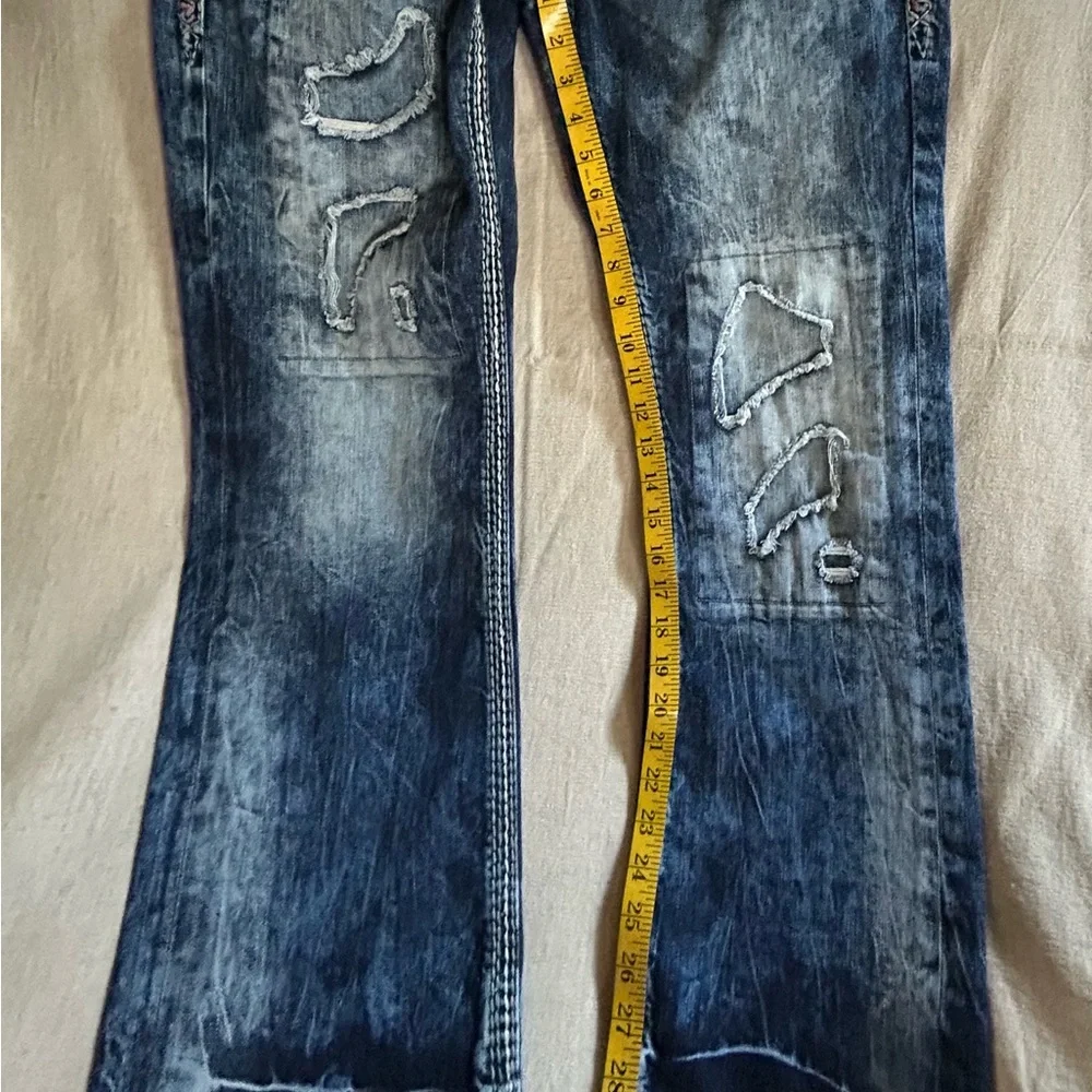 Rock Revival Men's Relaxed Blue Distressed Jeans - Picture 11 of 13